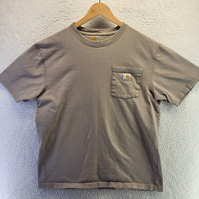 #ad Carhartt T Shirt Adult Medium Brown Short Sleeve Pocket Tee Regular K87 DES Mens $18.88