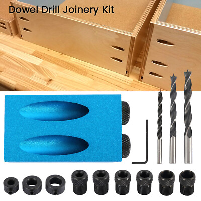 #ad 14pcs Pocket Hole Jig Kit Woodworking Guide Oblique Drill Angle Hole Locator CV $27.79