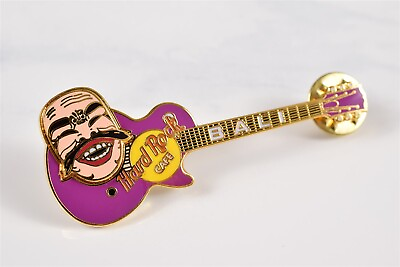 #ad Vintage NEW OLD STOCK Hard Rock Cafe Lapel Pin Bali Purple Gibson Smiling Mask $4.50