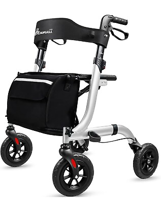 #ad 8Inch Wheel Rollator Walkers for Seniors Folding Rollator Walker with Seat and. $84.99