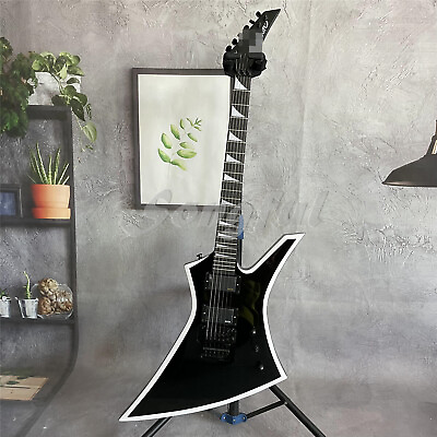 #ad Black Explorer 6 String Electric Guitar Solid Body Floyd Rose Bridge in Stock $246.05