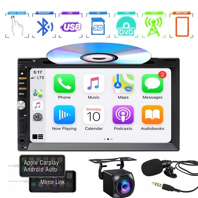 #ad 7quot; Car Radio Stereo DVD CD Player Bluetooth FM USB Double 2DIN Carplay dash Unit $114.90