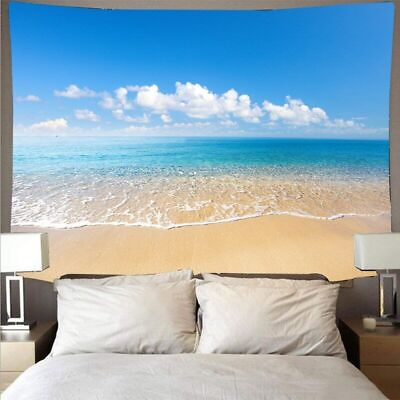 #ad Beautiful Sea Sky Landscape Tapestry Polyester Wall Cloth Art Tapestry Hanging $20.37