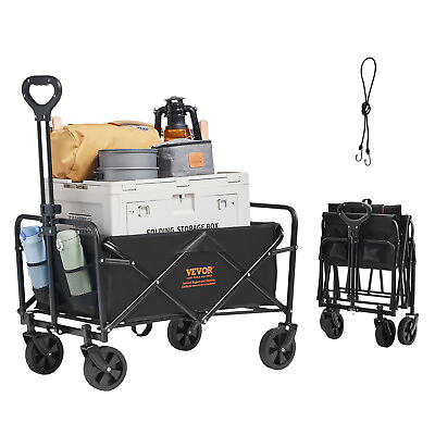 #ad VEVOR Collapsible Folding Wagon 2 cu.ft Beach Wagon Cart Heavy Duty 220 lbs $49.49