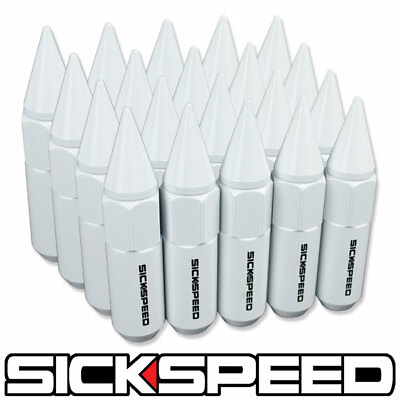 #ad SICKSPEED 20 PC WHITE SPIKED ALUMINUM 60MM LUG NUTS FOR WHEELS 12X1.5 N17 $78.88