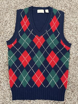 #ad Vintage Womens Brooks Brother Shetland Wool Plaid Knit Sweater Vest Size 16 VTG $33.99
