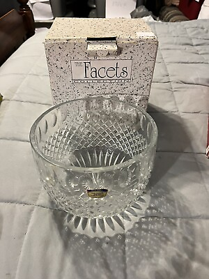 #ad The Facets By Miller Import 24% Polish Crystal Clear Round Polonia Bowl Vase $34.88