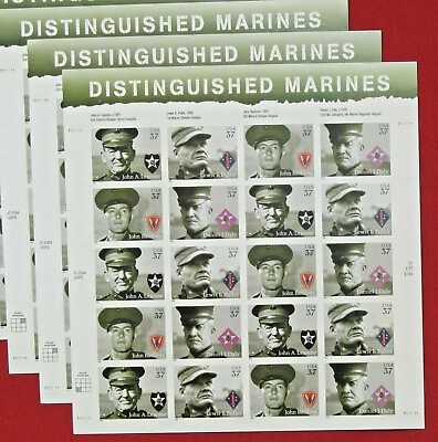 Three x 20 = 60 of DISTINGUISHED MARINES 37¢ US Postage Stamps. USA Sc 3961 3964 $29.00
