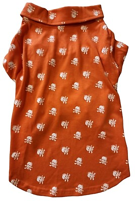 #ad #ad Orange with White Skulls amp; Crossbones Halloween Puppy Dog Shirt Large $14.50