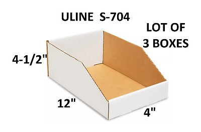 #ad 3 4quot; X 12quot; x 4 1 2quot; Corrugated Cardboard U LINE Storage Parts Bin Boxes HR $12.99