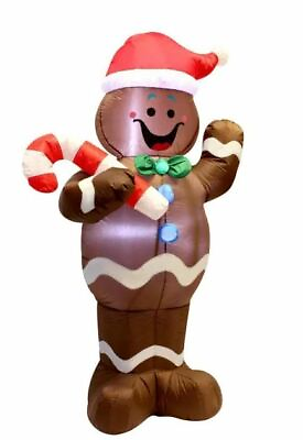 #ad CHRISTMAS SANTA GINGERBREAD MAN CANDY CANE AIRBLOWN INFLATABLE 5 FT $74.99