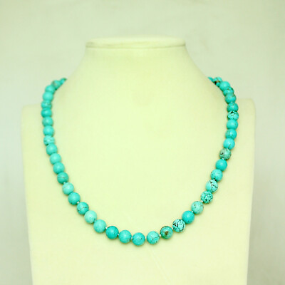Genuine Natural Blue Turquoise Necklace 18quot; Dia. 8mm $14.95
