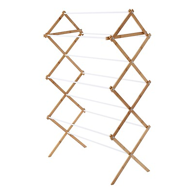 #ad Space Saving Collapsible Bamboo Laundry Drying Rack $13.40
