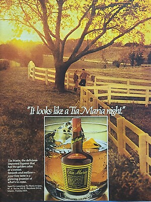 #ad Tia Maria Coffee Liqueur Horse Farm Rolling Pasture Fence Vintage Print Ad 1982 $14.77