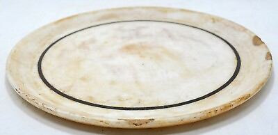 #ad Vintage White Marble Round Dining Plate Original Old Hand Crafted $89.00