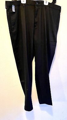 #ad HAGGAR Premium No Iron Khaki Pants Stretch Fit Flex Waist Sz.42W X 30L Black $28.95
