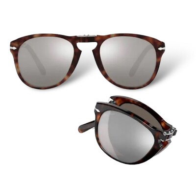 #ad Persol Steve McQueen Folding Havana Platinum Crystal Limited Edition Sunglasses $399.00