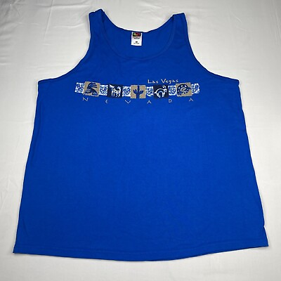 #ad Las Vegas Tank Top Men XL Vintage 90s 00s Tee Graphic T Shirt Blue Nevada Sierra $7.99