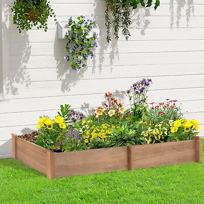 #ad Petscosset Raised Garden Bed Wooden Outdoor Planter Box for Vegetables Brown $69.99