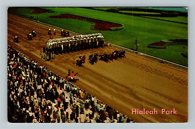 #ad Hialeah FL Florida Hialeah Race Track Aerial View Horses Vintage Postcard $7.99