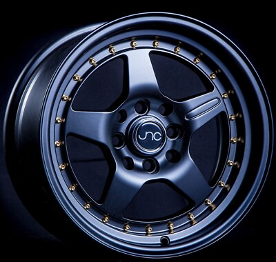 #ad #ad JNC Wheels Rim JNC009 Matte Black Gold Rivets 15x8 4x100 4x114.3 ET25 $176.04