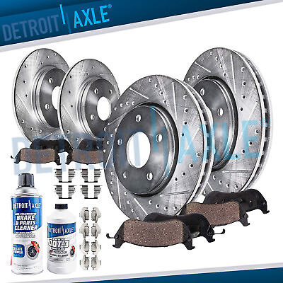 #ad Front Rear Drilled Rotor Brake Pads for Lexus RX330 RX350 RX400h Toyota Highland $197.34