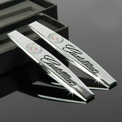 NEW 2PCS For CADILLAC FENDER BADGE Chrome Metal Side Rear Car Sticker Emblem 3D $13.49