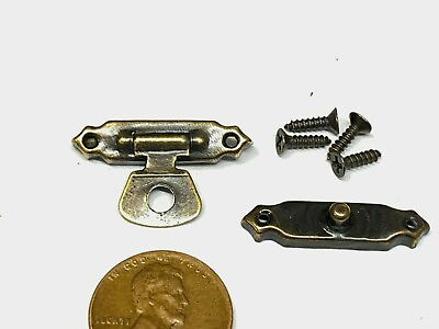 #ad 30mm x 18mm Antique Latch Hook Hasp Bronze Small Box Mini Hinges E19 $8.49