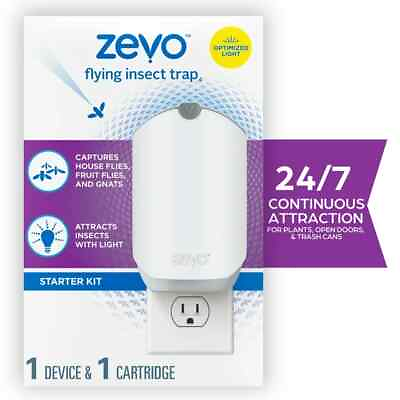 #ad Zevo Flying Insect Fly Trap 1 Device Refill Featuring Blue UV Light $17.99