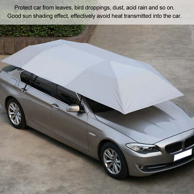 #ad ・Silver Portable Folded Car Umbrella Oxford Cloth Outdoor Anti UV Sun Proof Sun $42.17