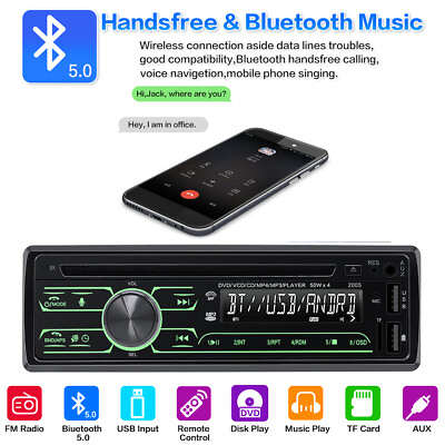 #ad Car Truck Audio Video 1 DIN In Dash Bluetooth Radio Stereo CD DVD Player Output $49.98