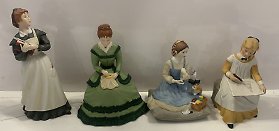 #ad 4 Vintage quot;Little Womenquot; 1982 Franklin Porcelain Figurines by Tasha Tudor $179.10