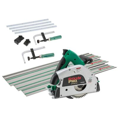 #ad Grizzly Industrial 6 1 4quot; Track Saw Bundle w Blade Guard Corded Cast Aluminum $252.22