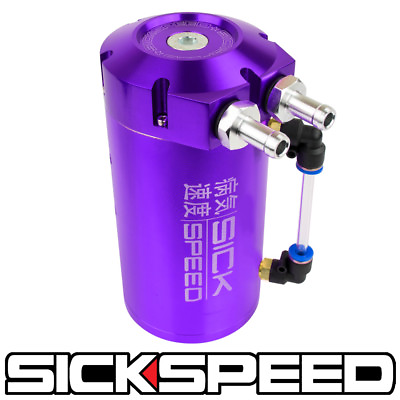 #ad SICKSPEED PURPLE OIL CATCH CAN NON VENTED BAFFLED ENGINE RESERVOIR TANK P3 $69.88