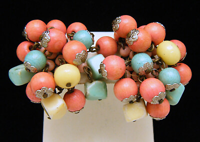 #ad Fun Vintage Colorful Mixed Bead Cha Cha Clip On Earrings Dress Clips? $24.99