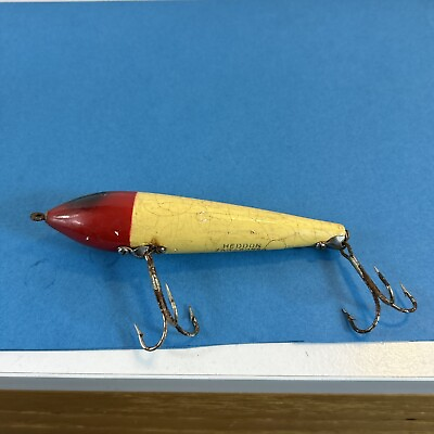 #ad Old Heddon Dowagiac Wood ZARAGOSSA Red amp; White Etc Lure Collectible $98.00