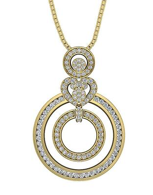 #ad #ad Cluster Circle Pendant Necklace Round Diamond SI1 G 1.20 Ct 14K Gold 1.30 Inch $898.79