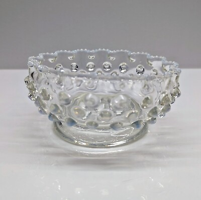 #ad ANTIQUE Hobnail Elson Glass Cmpy Small Dew Drop White Opalescent Bowl c.1887 $12.00