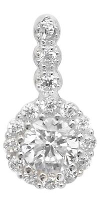 #ad Sterling Silver Small Round CZ Drop Pendant $30.18