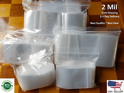 #ad Clear Zip Seal Plastic Bags Jewelry Zipper Top Lock Reclosable Baggies 2 Mil 2ML $6.29