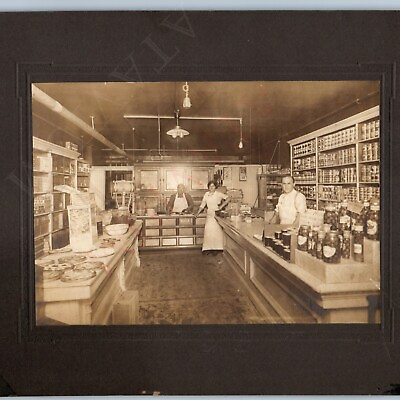 #ad 1900s Chicago Goldstein Bros Bakery Grocery Store Interior Cabinet Card Photo 3B $87.50