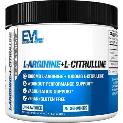 EVL L Arginine L Citrulline: Performance Enhancing Powerhouse for Vasodilation $13.99