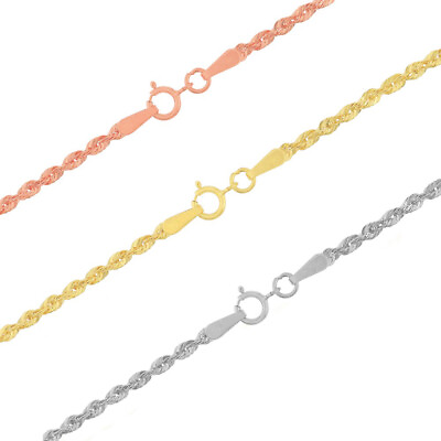 #ad 10K Yellow White or Rose Gold Womens 1.8mm Rope Chain Pendant Necklace 14quot; 30quot; $100.98