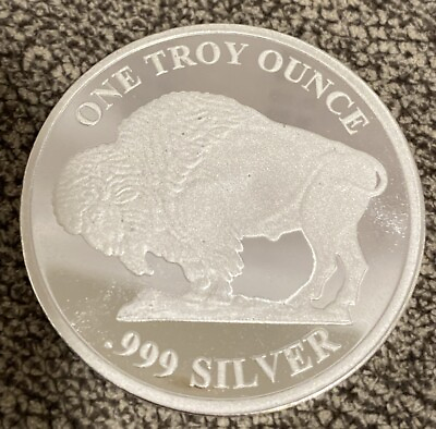 #ad 1 Troy Oz .999 Fine Silver Round Asahi Buffalo Design ➕ $34.00