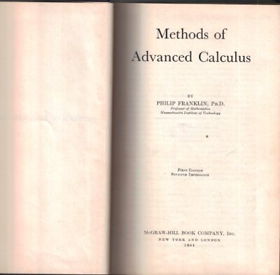 #ad METHODS OF ADVANCED CALCULUS By Philip; Franklin Hardcover $21.95