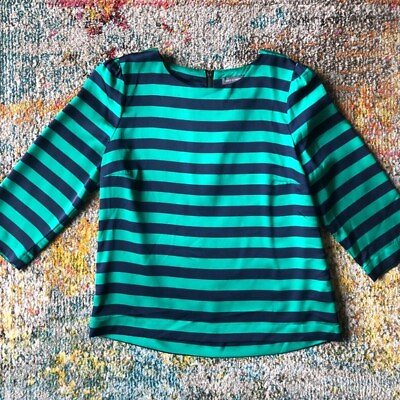 Vince Camuto Riviera Chic Green and Navy Stripe Top $20.00