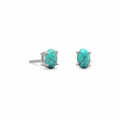 #ad Sterling Silver Reconstituted Turquoise Stud Earrings $28.00