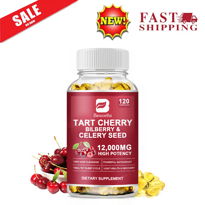 #ad Tart Cherry Extract Capsules with Celery Seed Muscle Recovery Uric Acid Cleanse $12.83