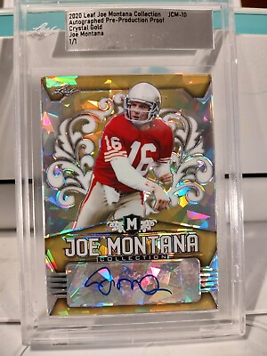 2020 Leaf Joe Montana Collection JMC 10 Pre Prod Proof CRYSTAL Gold 1 1 AUTO $89.00
