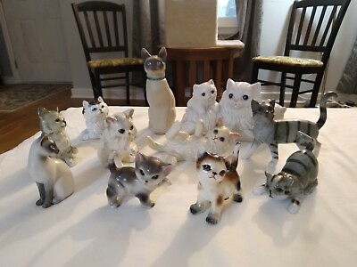 #ad CAT LOVERS Vntg. 11 Porcelain amp; Ceramic Figurines of Kitties. $65.00